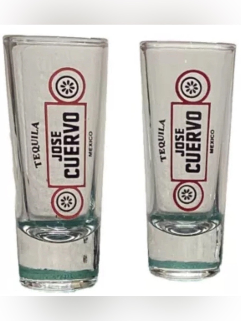 Set of 2 Jose Cuervo Tequila Tall Shot Glasses Mexico Barware EUC